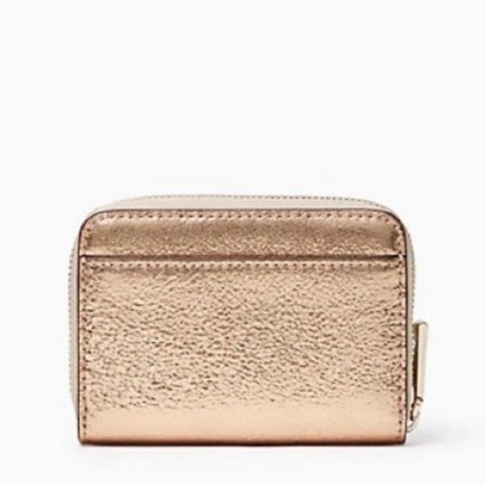 NWT Kate Spade / Wrapping Party - Glittering Rose Gold / Small Zip Card Wallet - Picture 8 of 11